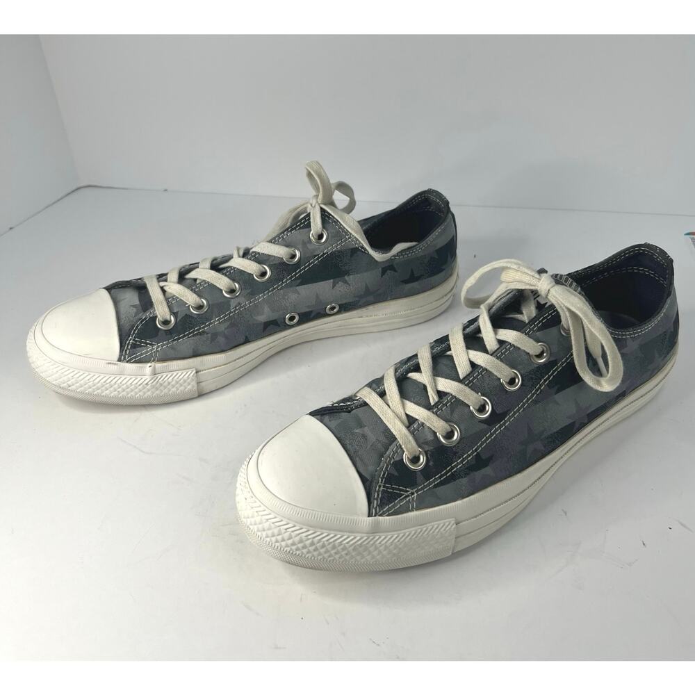 Converse Chuck Taylor All Star Gray Tone Star and Stripes Low Top Sneakers 9.5